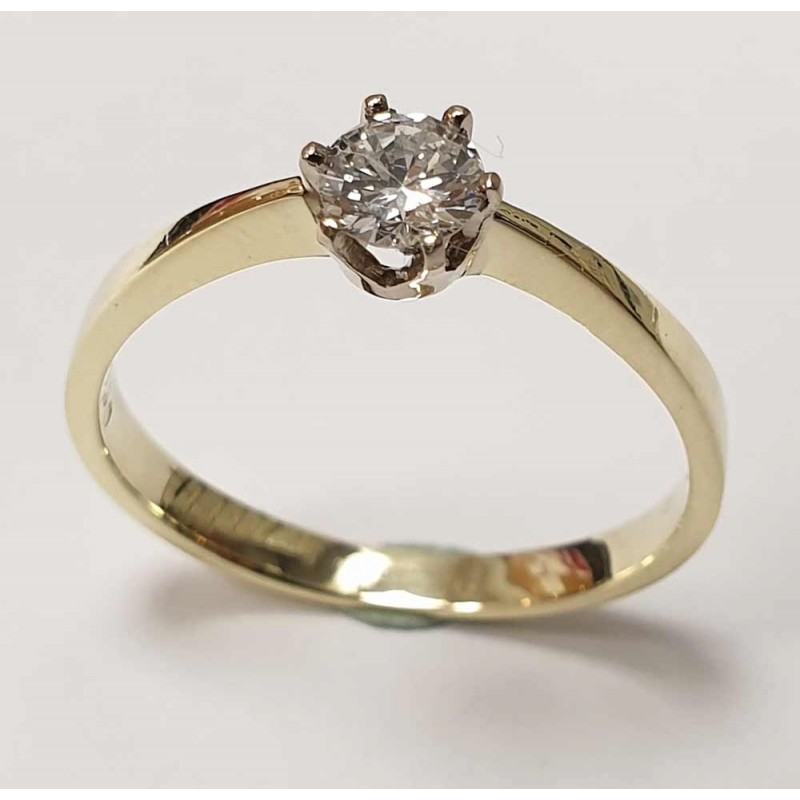 Damenring aus 585/- Gold Solitär Ring mit Brillant 080220solit