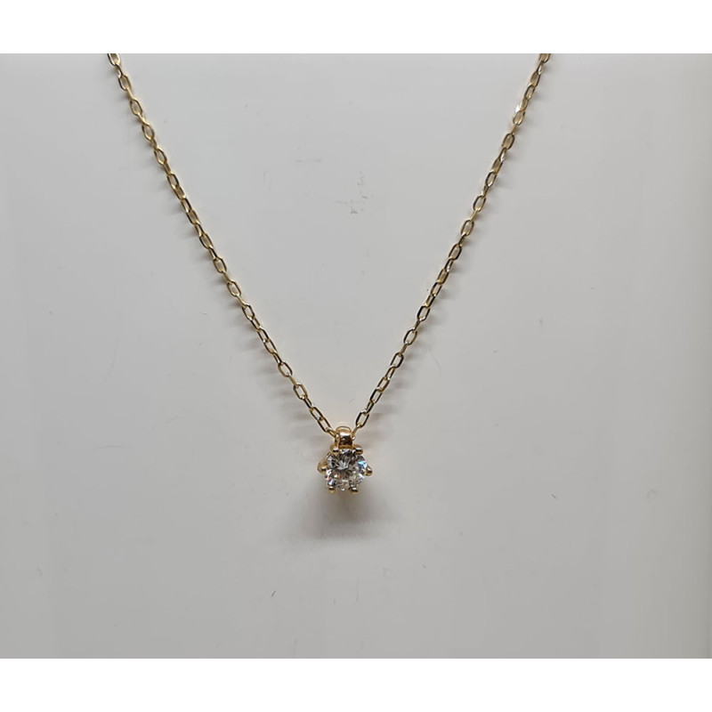 Damen Halskette 585/- Gelbgold mit einem Brillantanhänger 4D678W4-15