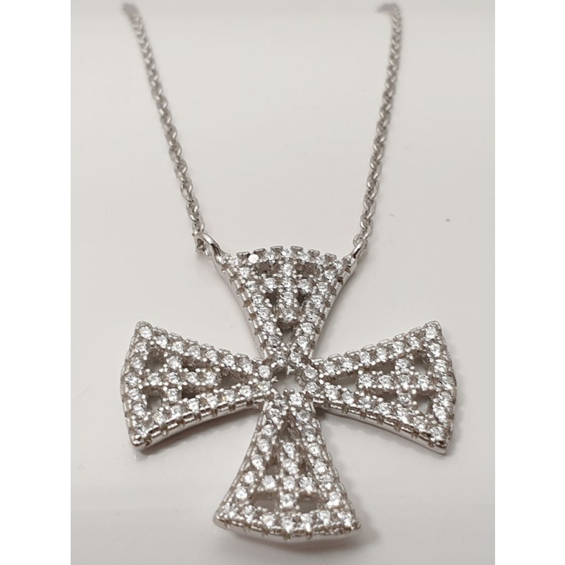 Damen Halskette mit Kaiser Kreuz 925/- Silber 157-18-s