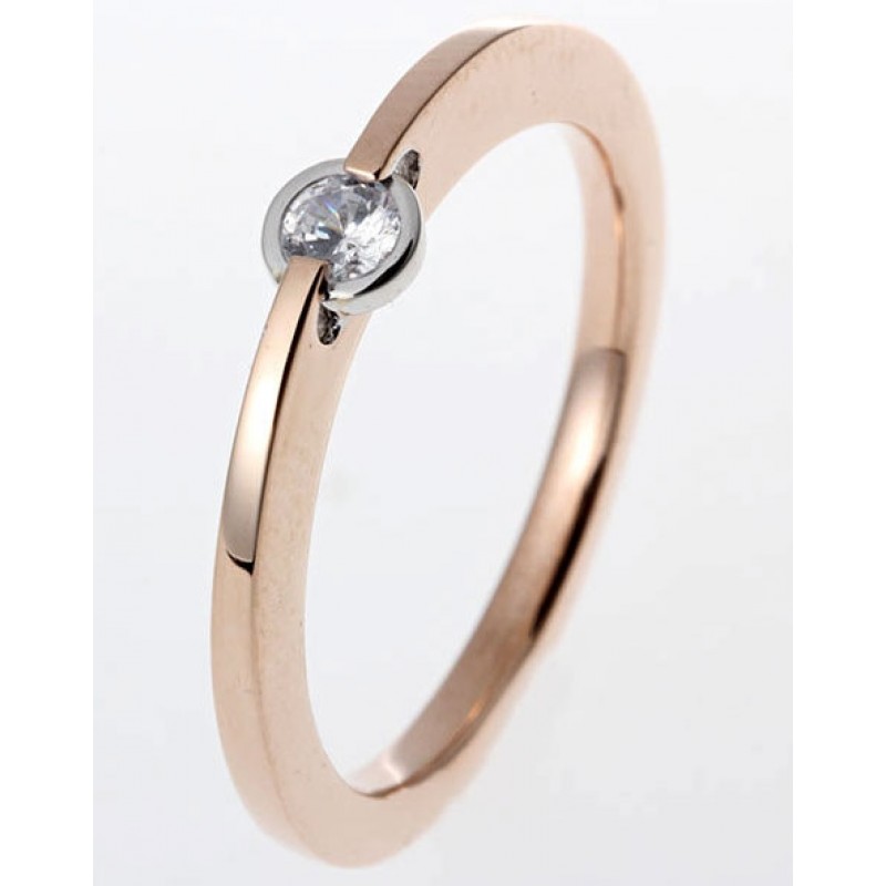 Damenring aus 585/- rosé Gold Solitär Ring mit Brillant 1-05117-56-0008