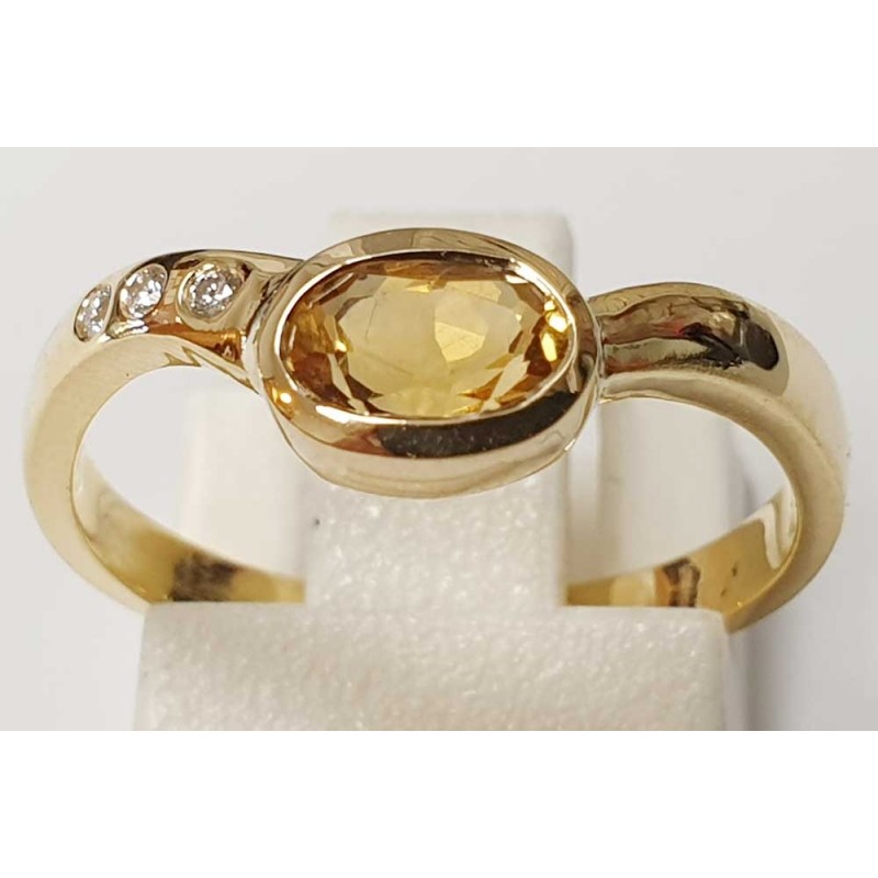 Damenring aus 585/- Gold Solitär Ring mit Citrin B044019