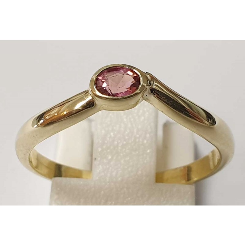 Damenring aus 585/- Gold Solitär Ring mit rosa Turmalin B440119