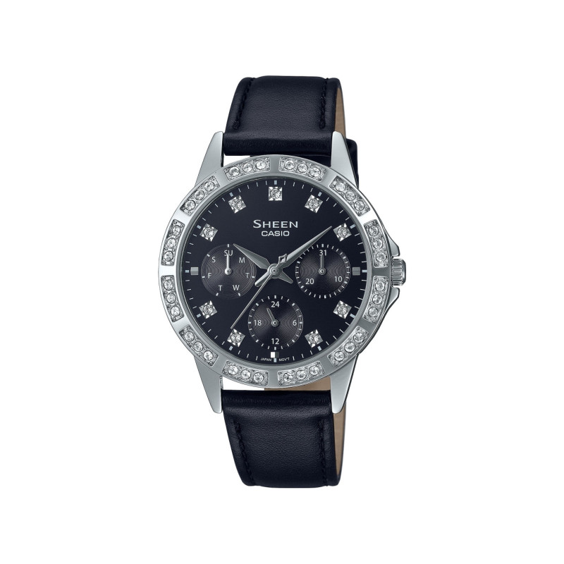 Casio Sheen Damenuhr Uhr mit Besatz Best. Nr. SHE-3517L-1AUEF