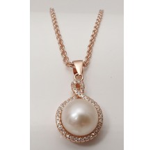 Damen Halskette mit Perle und Zirkonia 925/- Silber 157-102-r