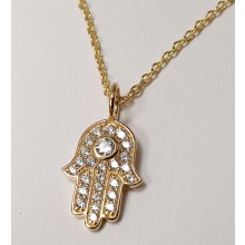 Damen Halskette mit Anhänger Fatimas Hand 925/- Silber vergoldet 99047891450
