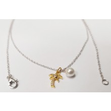 Damen Halskette mit Anhänger Palme + Perle Silber 99029994450